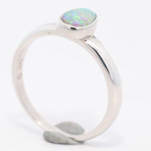Sterling Silver Blue Green Yellow Orange Solid Australian Crystal Opal Ring
