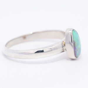 Sterling Silver Blue Green Yellow Orange Solid Australian Crystal Opal Ring