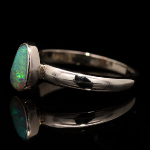 Sterling Silver Blue Green Yellow Orange Solid Australian Crystal Opal Ring