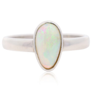 Sterling Silver Blue Green Solid Australian Crystal Opal Ring