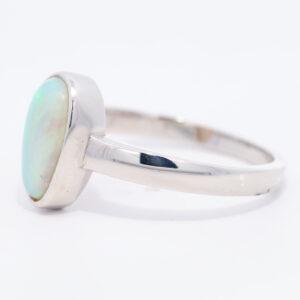 Sterling Silver Blue Green Solid Australian Crystal Opal Ring