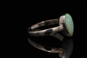 Sterling Silver Blue Green Solid Australian Crystal Opal Ring