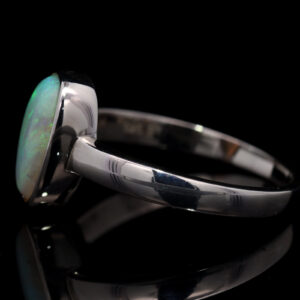 Sterling Silver Blue Green Solid Australian Crystal Opal Ring