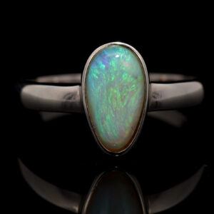 Sterling Silver Blue Green Crystal Opal Ring