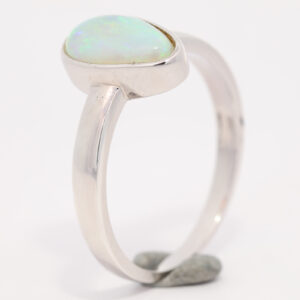 Sterling Silver Blue Green Solid Australian Crystal Opal Ring
