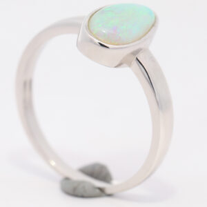 Sterling Silver Blue Green Solid Australian Crystal Opal Ring