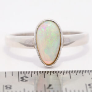 Sterling Silver Blue Green Solid Australian Crystal Opal Ring