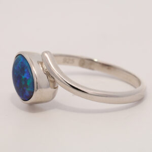 Sterling Silver Blue Green Purple Solid Australian Black Opal Ring