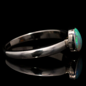 Sterling Silver Blue Green Solid Australian Crystal Opal Ring