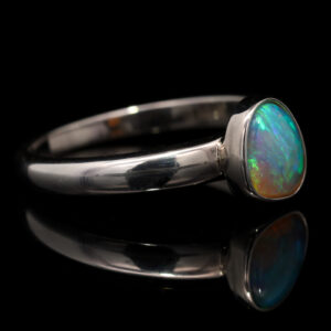 Sterling Silver Blue Green Crystal Opal Ring