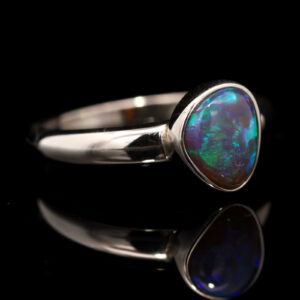 Sterling Silver Blue Green Purple Black Crystal Opal Ring