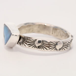Sterling Silver Blue Green Solid Australian Boulder Opal Ring