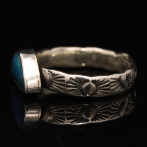 Sterling Silver Blue Green Solid Australian Boulder Opal Ring