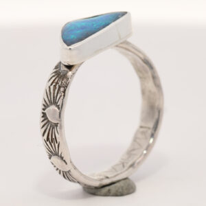Sterling Silver Blue Green Solid Australian Boulder Opal Ring