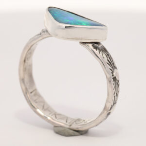 Sterling Silver Blue Green Solid Australian Boulder Opal Ring