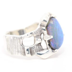 Sterling Silver Blue Green Solid Australian Boulder Opal Mens Ring
