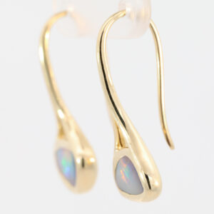 Yellow Gold Blue Yellow Orange Red Solid Australian Boulder Opal Earrings