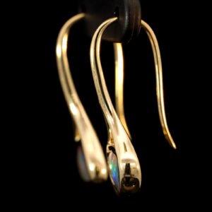 Yellow Gold Blue Yellow Orange Red Solid Australian Boulder Opal Earrings