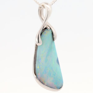 Sterling Silver Blue Green Yellow Orange Boulder Opal Pendant
