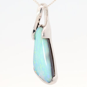 Sterling Silver Blue Green Yellow Orange Boulder Opal Pendant
