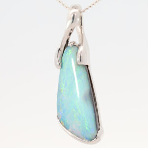 Sterling Silver Blue Green Yellow Orange Boulder Opal Pendant