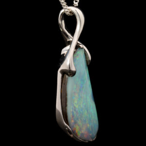 Sterling Silver Blue Green Yellow Orange Boulder Opal Pendant
