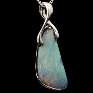 Sterling Silver Blue Green Yellow Orange Boulder Opal Pendant