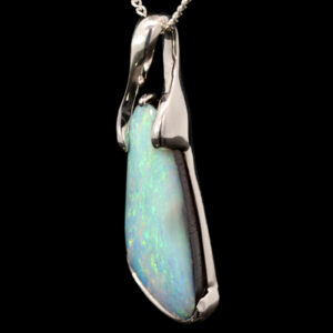 Sterling Silver Blue Green Yellow Orange Boulder Opal Pendant