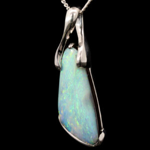 Sterling Silver Blue Green Yellow Orange Boulder Opal Pendant