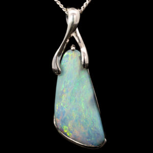 Sterling Silver Blue Green Yellow Orange Boulder Opal Pendant