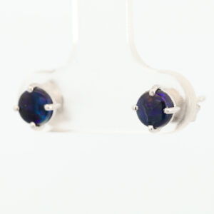 Sterling Silver Blue Purple Black Opal Earrings