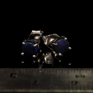 Sterling Silver Blue Purple Solid Australian Black Opal Earrings