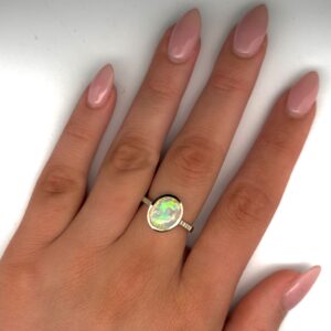 Yellow Gold Green Orange Yellow Solid Australian Crystal Opal Engagement Ring