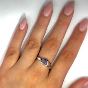 White Gold Blue Red Purple Solid Australian Boulder Opal Engagement Ring