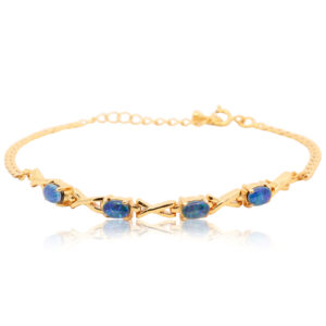 Gold Plated Sterling Silver Blue Green Triplet Opal Bracelet