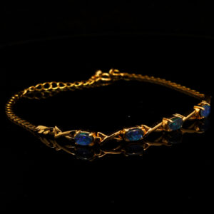 Gold Plated Sterling Silver Blue Green Triplet Opal Bracelet
