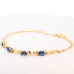 Gold Plated Sterling Silver Blue Green Triplet Opal Bracelet