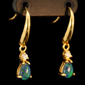 Gold-Plated Sterling Silver Blue Green Triplet Opal and Cubic Zirconia Earrings