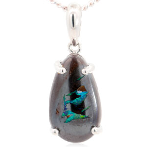 Sterling Silver Blue Green Boulder Opal Pendant