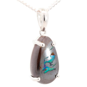 Sterling Silver Blue Green Boulder Opal Pendant