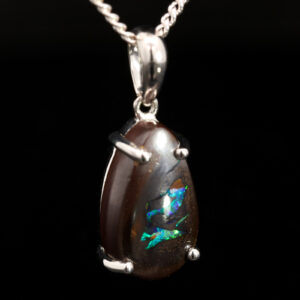 Sterling Silver Blue Green Boulder Opal Pendant