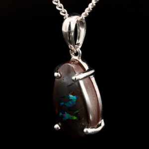 Sterling Silver Blue Green Boulder Opal Pendant