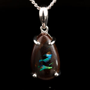 Sterling Silver Blue Green Boulder Opal Pendant
