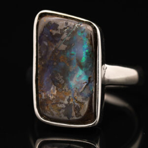 Sterling Silver Blue Green Boulder Opal Ring
