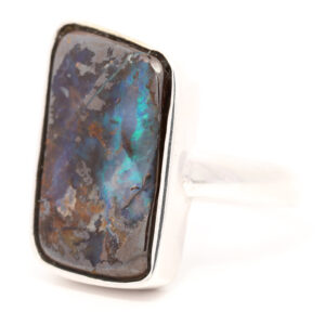 Sterling Silver Blue Green Boulder Opal Ring