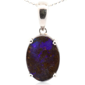 Sterling Silver Blue Green Purple Boulder Opal Pendant