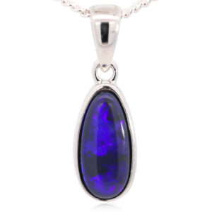 Sterling Silver Blue Purple Black Opal Pendant