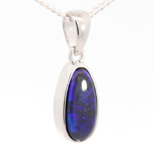 Sterling Silver Blue Purple Black Opal Pendant