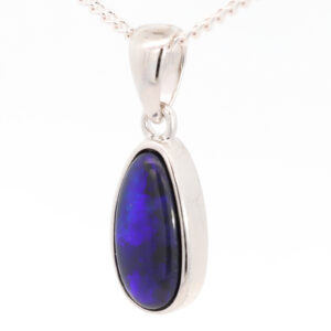 Sterling Silver Blue Purple Black Opal Pendant