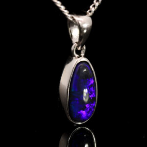 Sterling Silver Blue Purple Black Opal Pendant